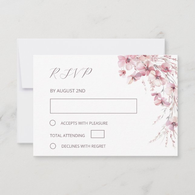 Dusty Pink Boho Floral Wedding OSA Kort (Framsida)