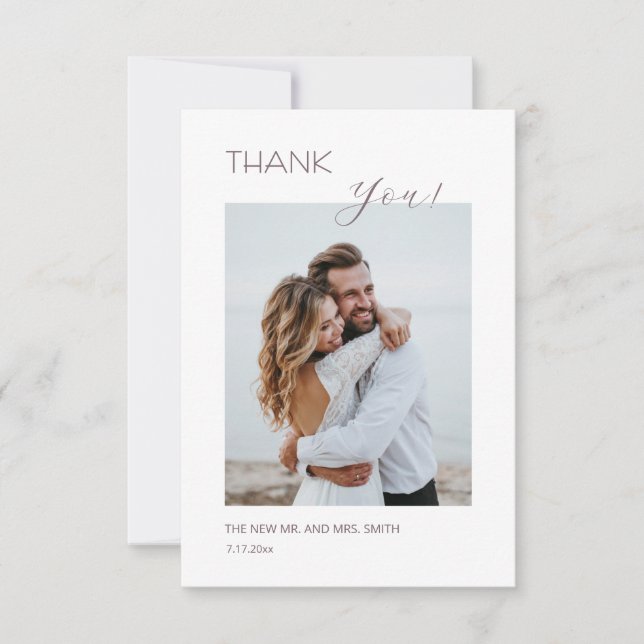 Dusty Pink Boho  Flowers Thank You Card Tack Kort (Framsida)