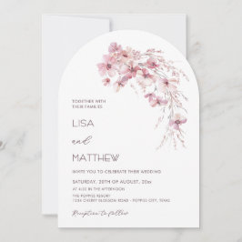 Dusty Pink Boho Flowers White Casual Wedding Inbjudningar