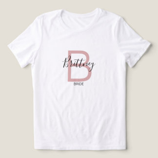 Dusty Pink Bride Monogram T Shirt