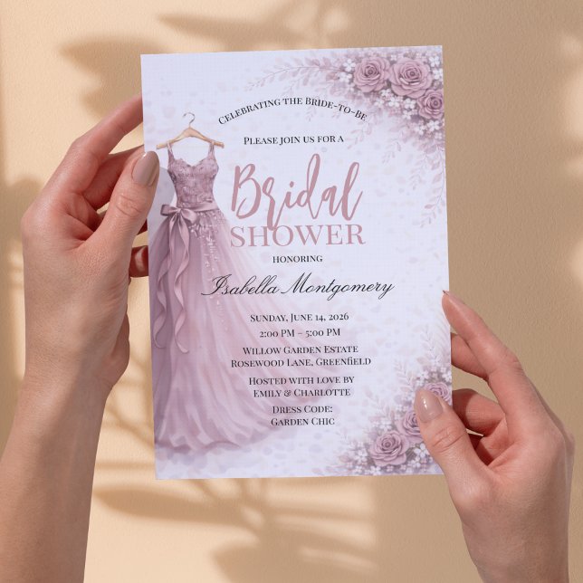 Dusty Pink Bridesmaid Dress Bridal Shower Inbjudningar (Dusty Pink Bridesmaid Dress Bridal Shower Invitations
)