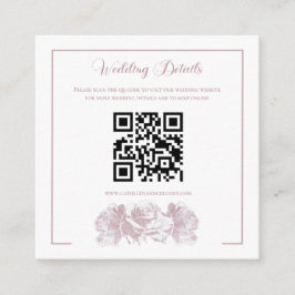 Dusty Pink Calligraphy QR Code Wedding Tilläggskort