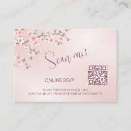 Dusty Pink Cherry Blossom QR Code RSVP Online Tilläggskort
