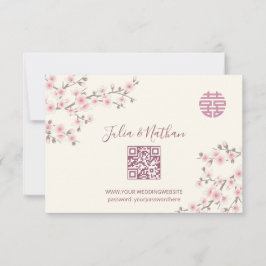 Dusty PInk Cherry Blossom  RSVP Chinese Wedding OSA Kort