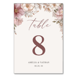 Dusty Pink Cream Elegant Magnolia Floral Wedding Bordsnummer