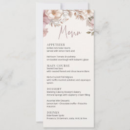 Dusty Pink Cream Magnolia Floral Wedding Menu Card Inbjudningar