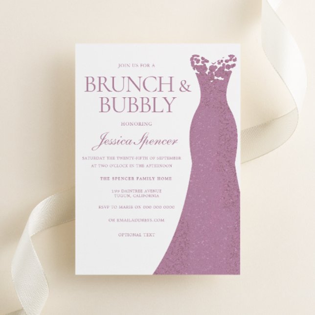 Dusty Pink Dress Bridal Shower Brunch & Bubbly Inbjudningar (Skapare uppladdad)