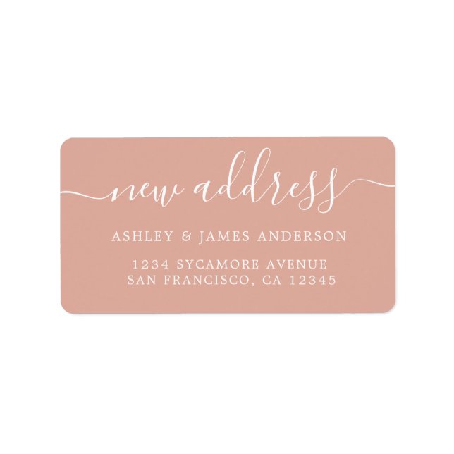 Dusty Pink Elegant Script Ny adressetikett (Framsidan)