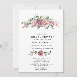 Dusty Pink Floral Bridal Shower Invitation Inbjudningar