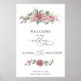 Dusty Pink Floral Wedding  Poster