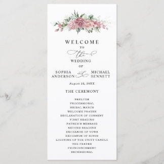 Dusty Pink Floral Wedding Program