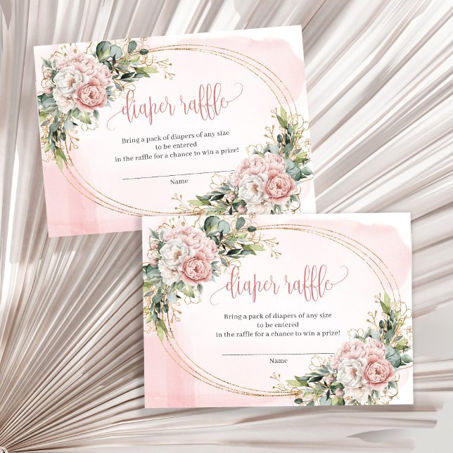 Dusty Pink Flowers Eucalyptus Baby Girl Raffle  Tilläggskort (Dusty Pink Flowers Eucalyptus Baby Girl Raffle Insert)