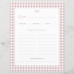 Dusty Pink Gingham Bebis Shower Receptkort