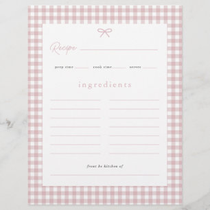Dusty Pink Gingham Bebis Shower Receptkort Reklamblad
