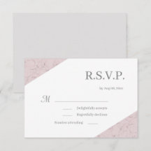Dusty Pink Grå Vit Elegant Marmor Bröllop RSVP