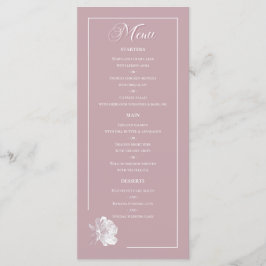 Dusty Pink Line Art Rose Dinner Details Wedding Meny
