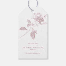 Dusty Pink Line Art Rose Thank You Wedding Presentetikett