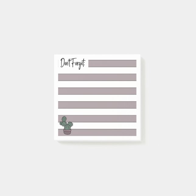 Dusty Pink | Lined | Potted Cactus - Post-it Block (Framsida)