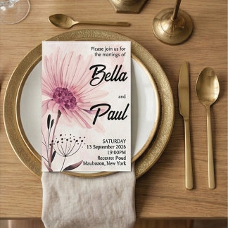 Dusty Pink & Mauve Floral Wedding Invitation Inbjudningar