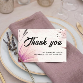 Dusty Pink & Mauve Watercolor Floral Wedding Tack Kort