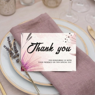Dusty Pink & Mauve Watercolor Floral Wedding Tack Kort