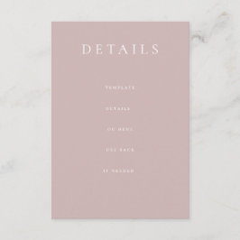 Dusty Pink Modern Wedding Details Enclosure Card Tilläggskort