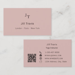 Dusty pink neutral QR code Business Card Visitkort