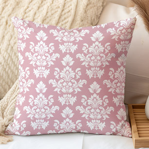 Dusty Pink och Vit Vintage Damask Kudde