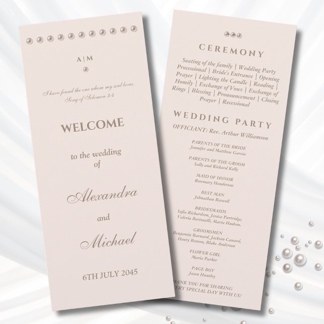 Dusty Pink Pearl Christian Wedding Program (Skapare uppladdad)
