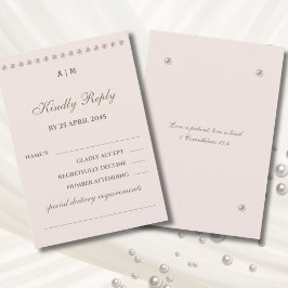 Dusty Pink Pearl Christian Wedding RSVP Card OSA Kort