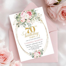 Dusty Pink Printable 70th Birthday Invitation Inbjudningar