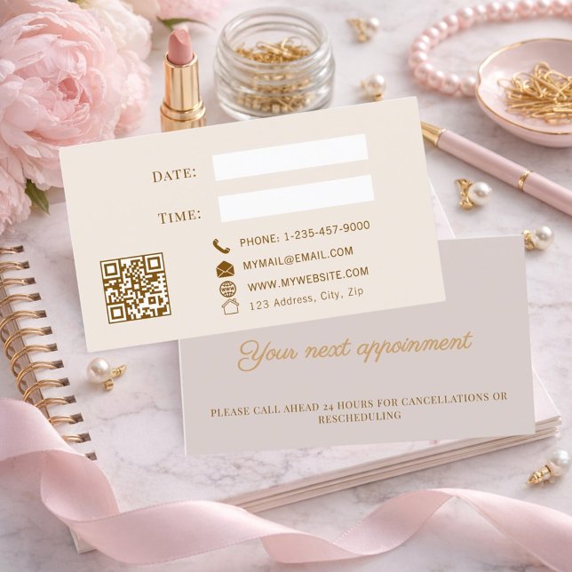 Dusty pink QR customer client appointment card Rabattkort (Skapare uppladdad)