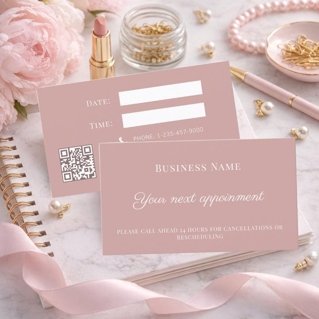Dusty pink QR customer client appointment card Rabattkort (Skapare uppladdad)