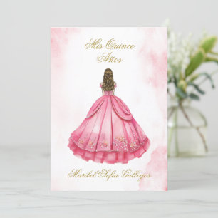 Dusty Pink Quinceanera-inbjudan på spanska Inbjudningar