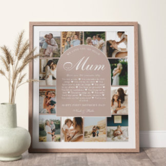 Dusty Pink Reasons We Love You Mum Photo Collage Poster