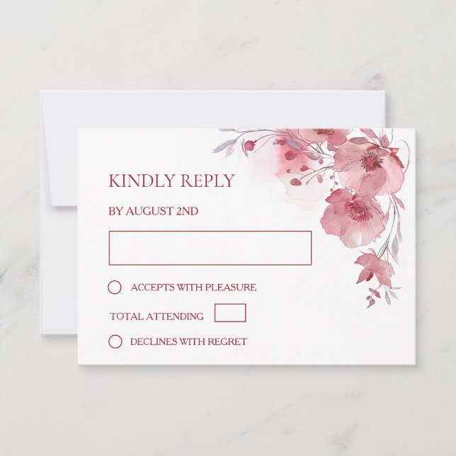 Dusty Pink Watercolor Wedding OSA Kort (Framsida)