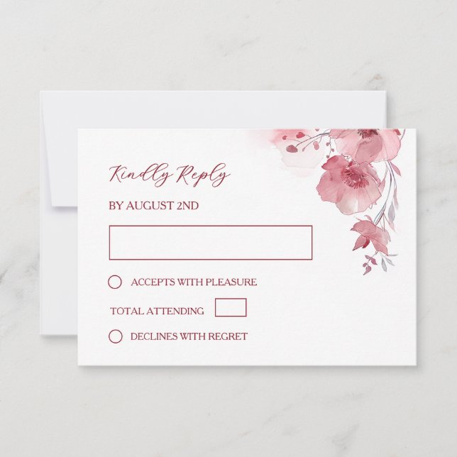Dusty Pink Watercolor Wedding OSA Kort (Framsida)