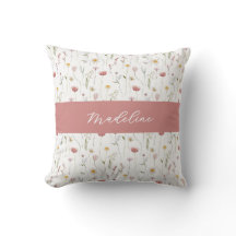 Dusty Pink Watercolor Wildflower Monogram Name