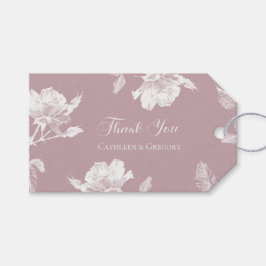 Dusty Pink White Roses Floral Thank You Wedding Presentetikett