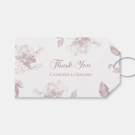 Dusty Pink White Roses Floral Thank You Wedding Presentetikett