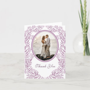 Dusty Plum Lila Bröllop Botanical Tack Kort