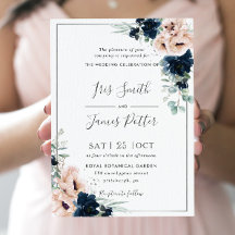 Dusty  Poppy Navy Blommigt Greenery Bröllop