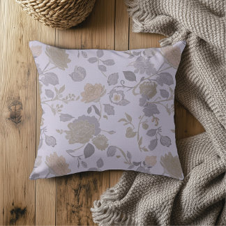 Dusty Purple Lavender Gray Modern Farmhouse Floral Kudde