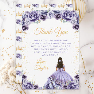 Dusty Purple Princess Blommig Quinceañera Tack Kort