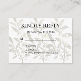 Dusty Purple Silver Gray Floral Rustic RSVP Card Tilläggskort