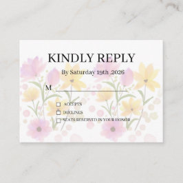 Dusty Purple Silver Gray Floral Rustic RSVP Card Tilläggskort