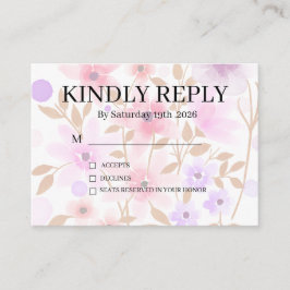 Dusty Purple Silver Gray Floral Rustic RSVP Card Tilläggskort