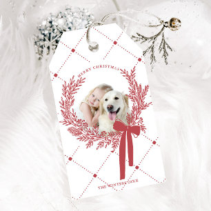 Dusty Red-julfransens andningsfoto Presentetikett