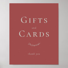 Dusty Red Löv och Berries Card och Gift Sign Poster