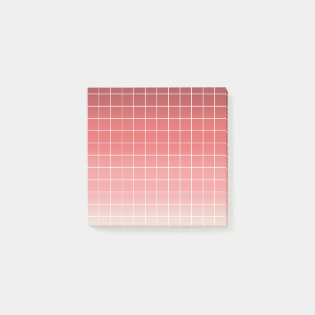 Dusty Red Rosa Gradient white Graph linjer Post-it Block (Framsida)